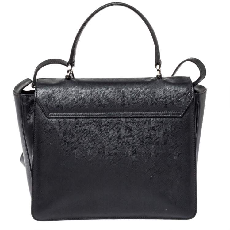 Pre Owned Salvatore Ferragamo Black Leather Katia Top Handle Bag