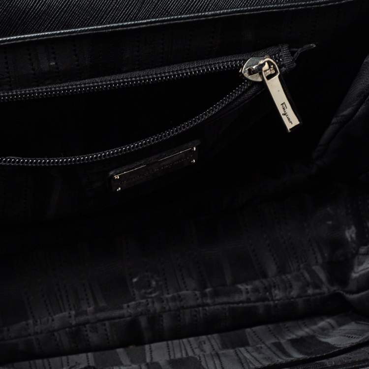 Pre Owned Salvatore Ferragamo Black Leather Katia Top Handle Bag