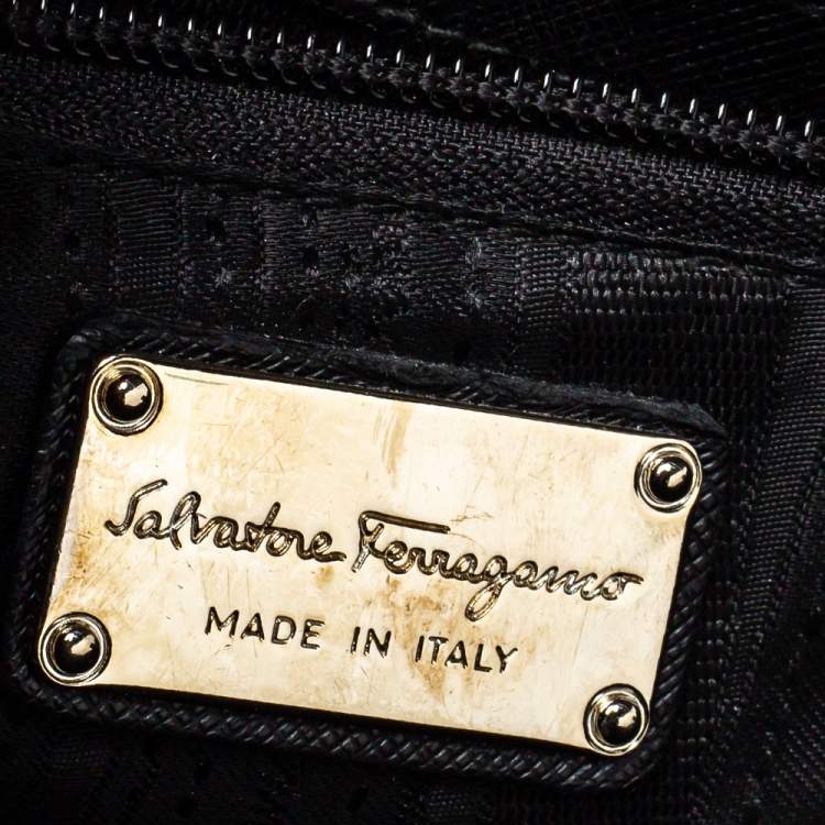 Pre Owned Salvatore Ferragamo Black Leather Katia Top Handle Bag