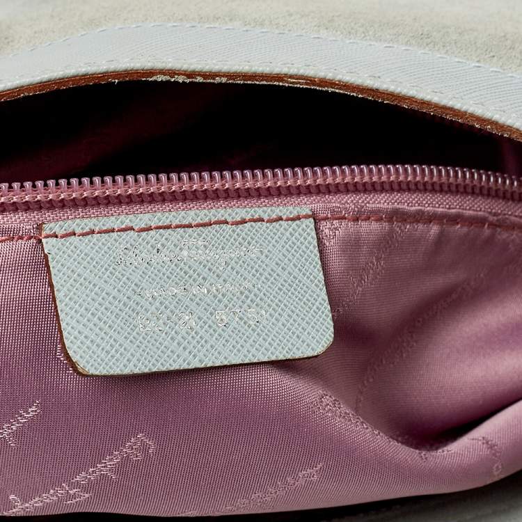 Pre Owned Salvatore Ferragamo Blue Leather and Suede Shoulder Bag