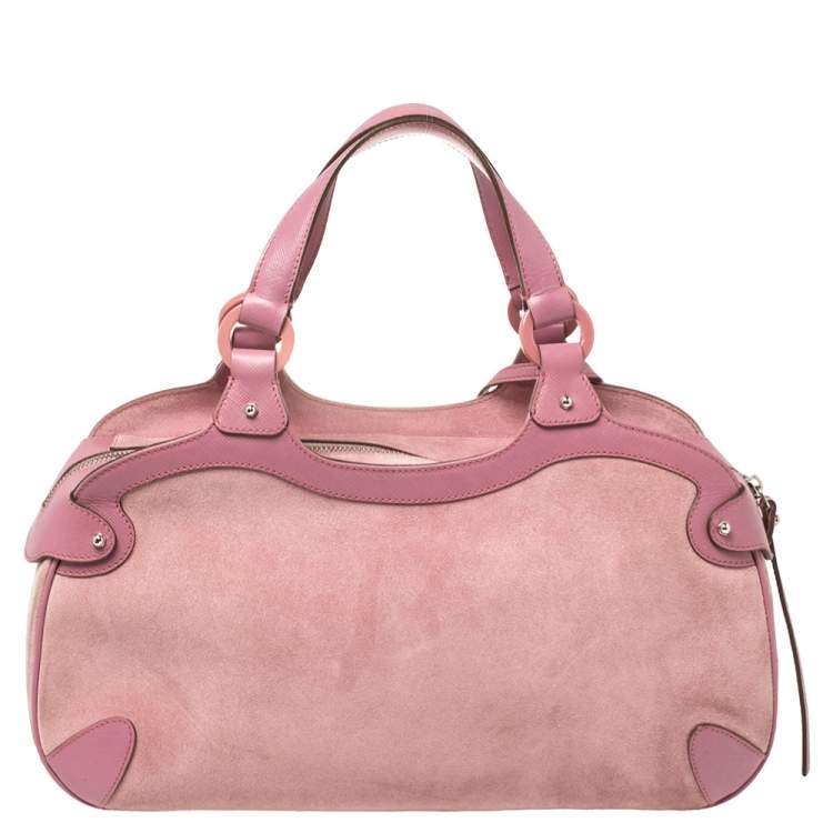 Pre Owned Salvatore Ferragamo Pink Suede and Leather Satchel
