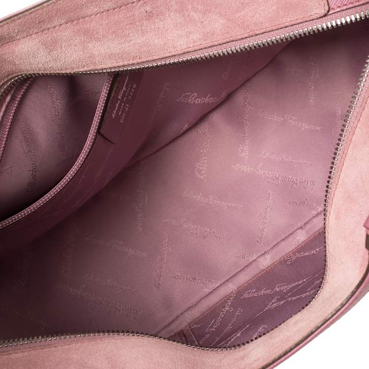 Pre Owned Salvatore Ferragamo Pink Suede and Leather Satchel