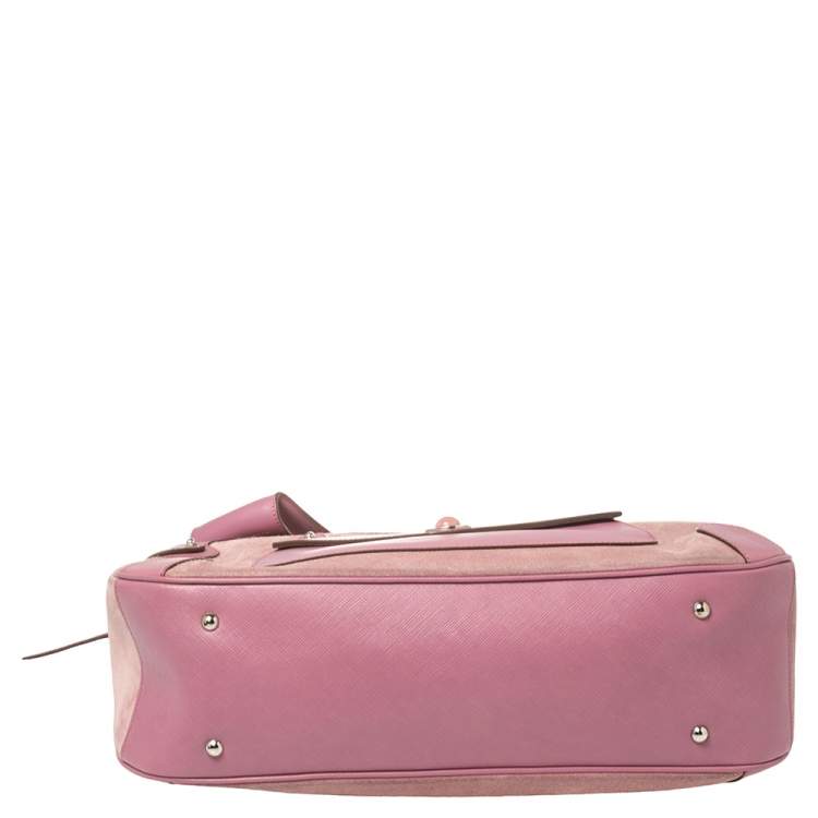 Pre Owned Salvatore Ferragamo Pink Suede and Leather Satchel