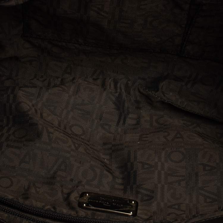 Pre Owned Salvatore Ferragamo Olive Green Patent Leather Shoulder Bag