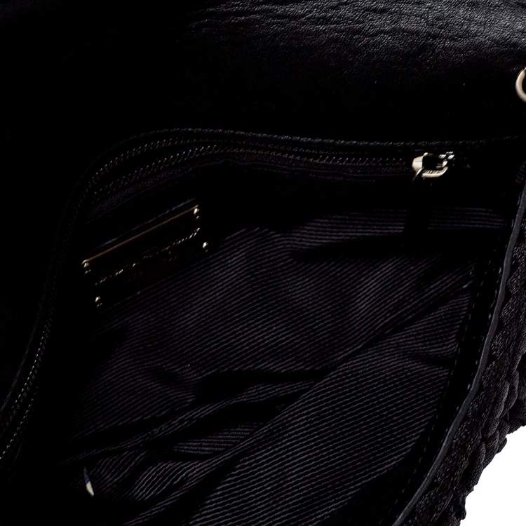 Pre Owned Salvatore Ferragamo Black Interwoven Fabric Gancini Clutch