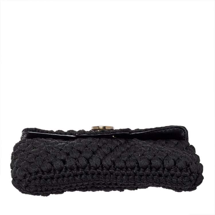 Pre Owned Salvatore Ferragamo Black Interwoven Fabric Gancini Clutch