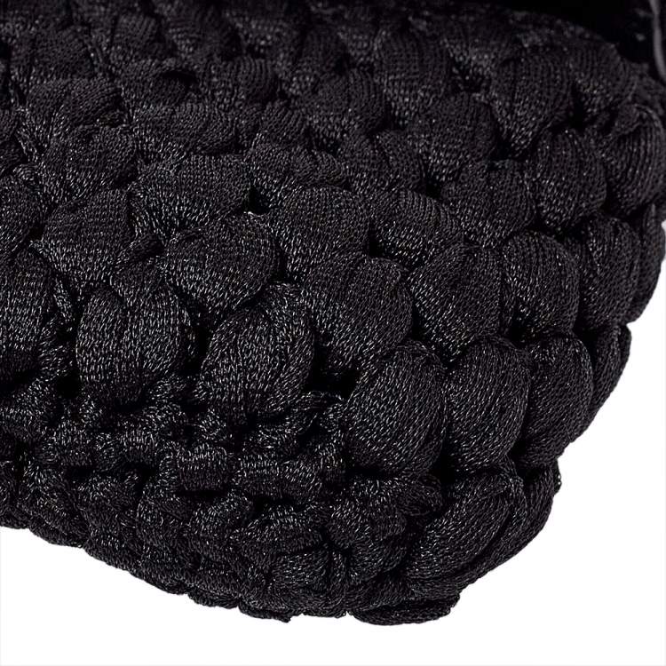 Pre Owned Salvatore Ferragamo Black Interwoven Fabric Gancini Clutch
