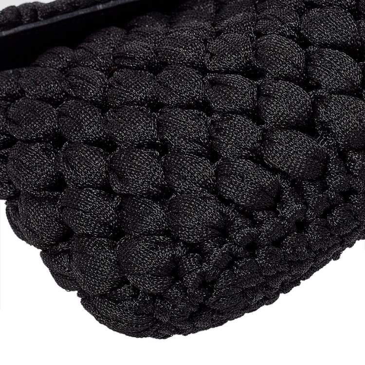Pre Owned Salvatore Ferragamo Black Interwoven Fabric Gancini Clutch