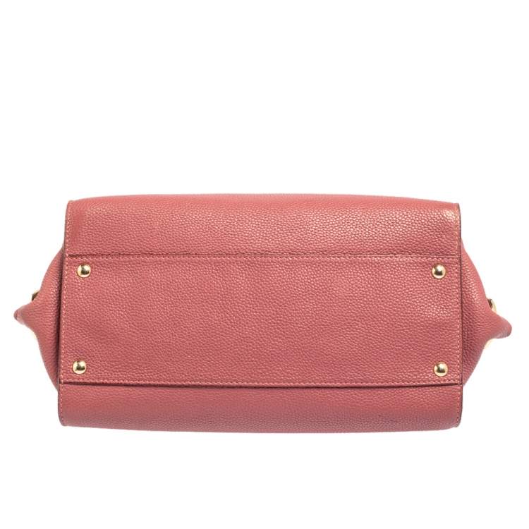 Pre Owned Salvatore Ferragamo Pink Grained Leather Medium Sofia Top Handle Bag
