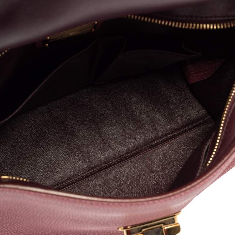 Pre Owned Salvatore Ferragamo Pink Grained Leather Medium Sofia Top Handle Bag