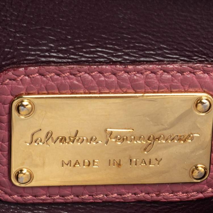 Pre Owned Salvatore Ferragamo Pink Grained Leather Medium Sofia Top Handle Bag