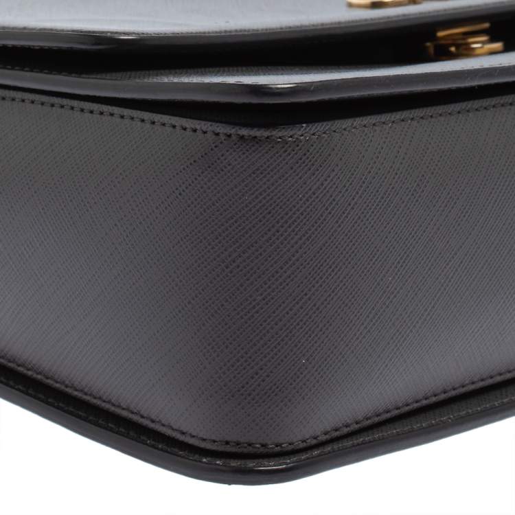 Pre Owned Salvatore Ferragamo Dark Grey Leather Gancini Top Handle Bag 