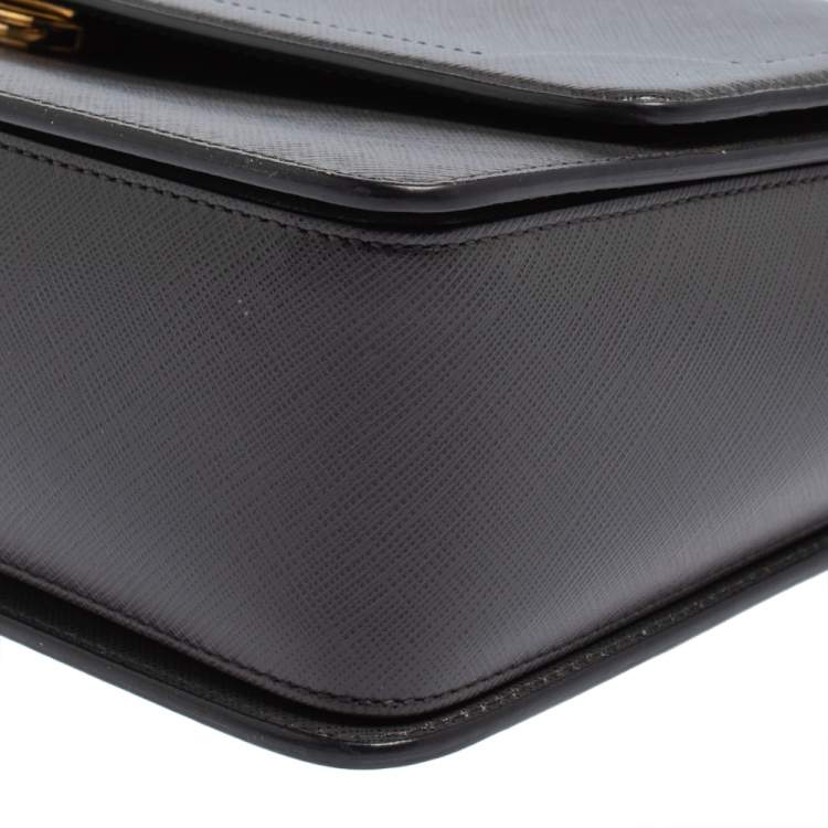Pre Owned Salvatore Ferragamo Dark Grey Leather Gancini Top Handle Bag 