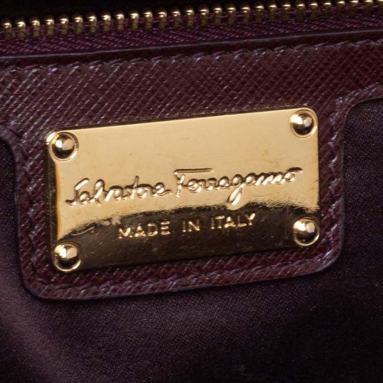 Pre Owned Salvatore Ferragamo Burgundy Saffiano Leather Ginny Shoulder Bag