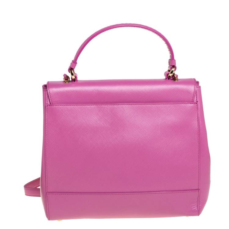 Pre Owned Salvatore Ferragamo Pink Leather Carrie Top Handle Bag