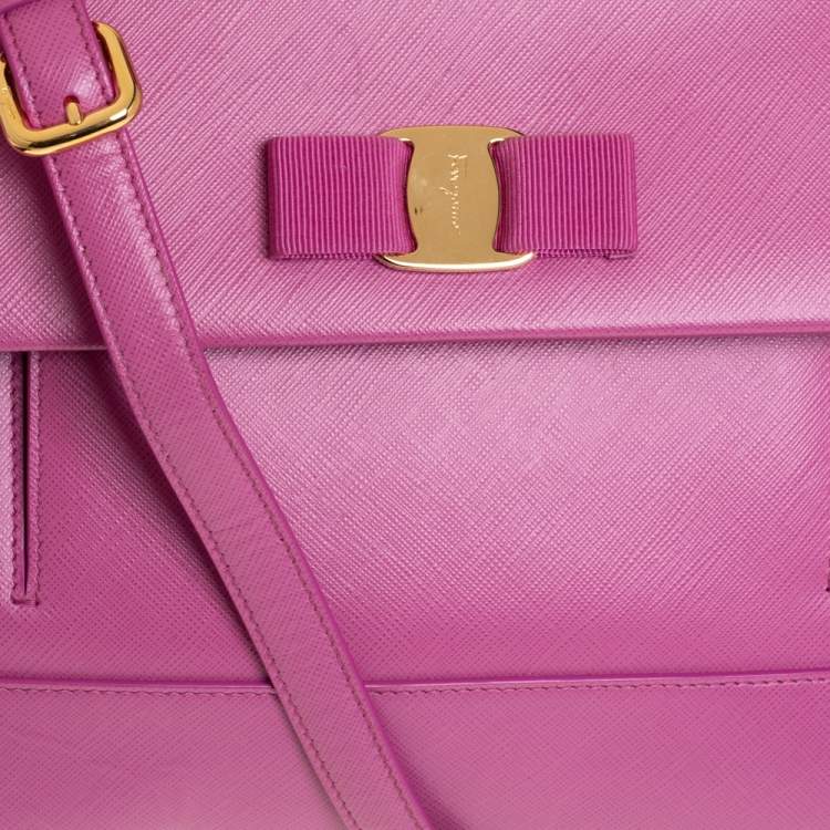 Pre Owned Salvatore Ferragamo Pink Leather Carrie Top Handle Bag