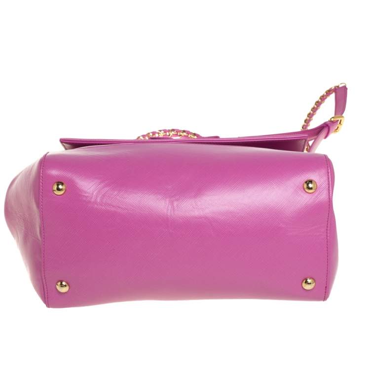 Pre Owned Salvatore Ferragamo Pink Leather Carrie Top Handle Bag