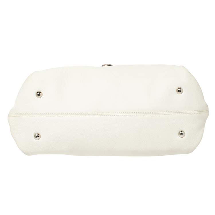 Pre Owned Salvatore Ferragamo White Leather Medium Sofia Top Handle Bag