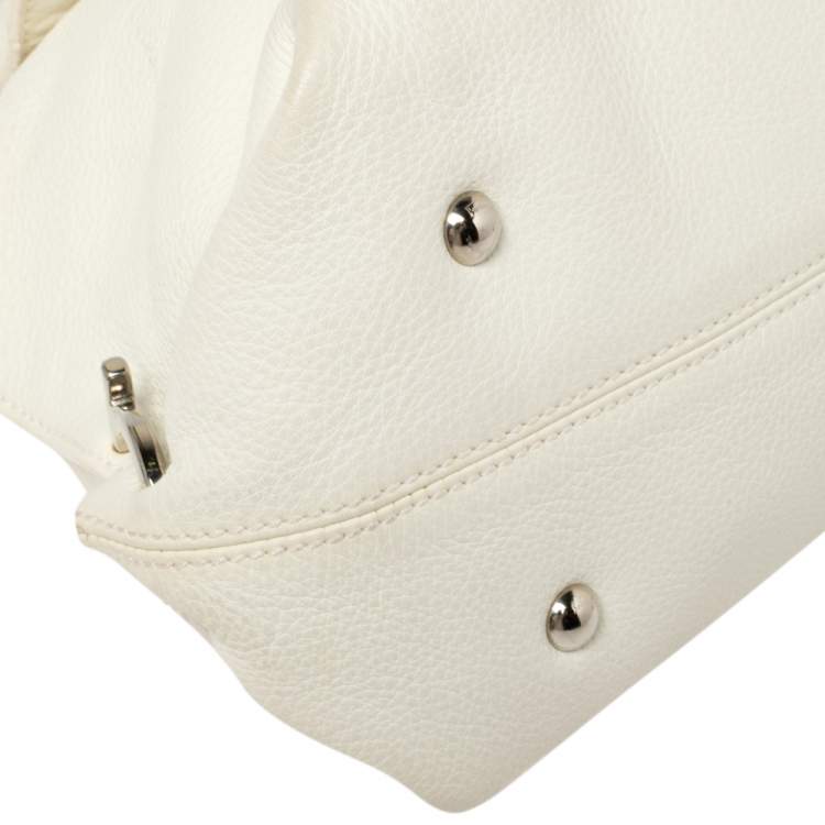 Pre Owned Salvatore Ferragamo White Leather Medium Sofia Top Handle Bag