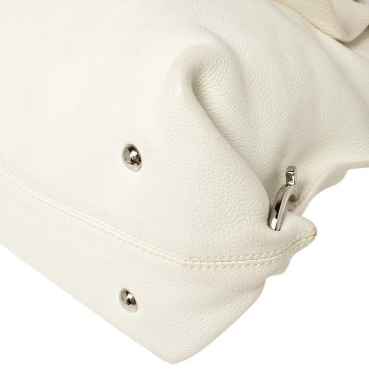 Pre Owned Salvatore Ferragamo White Leather Medium Sofia Top Handle Bag