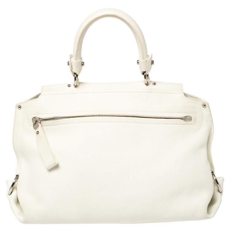 Pre Owned Salvatore Ferragamo White Leather Medium Sofia Top Handle Bag