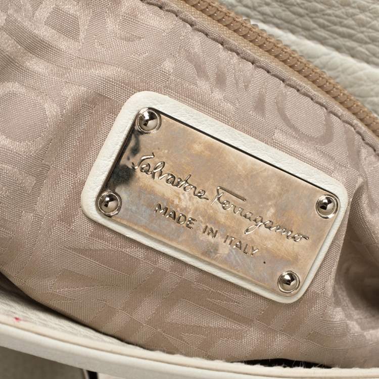 Pre Owned Salvatore Ferragamo White Leather Medium Sofia Top Handle Bag