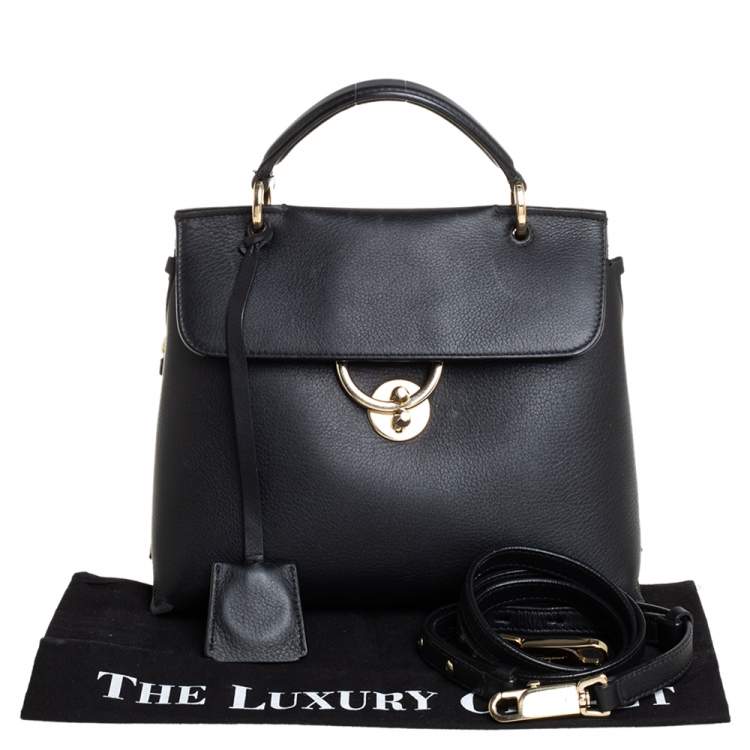 Pre Owned Salvatore Ferragamo Black Leather Jet Set Top Handle Bag