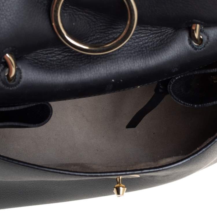 Pre Owned Salvatore Ferragamo Black Leather Jet Set Top Handle Bag