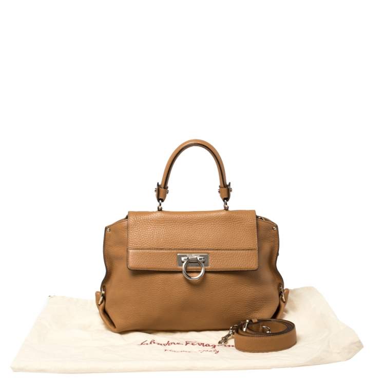 Pre Owned Salvatore Ferragamo Tan Leather Sofia Top Handle Bag
