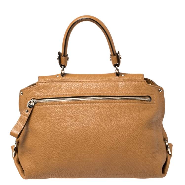 Pre Owned Salvatore Ferragamo Tan Leather Sofia Top Handle Bag