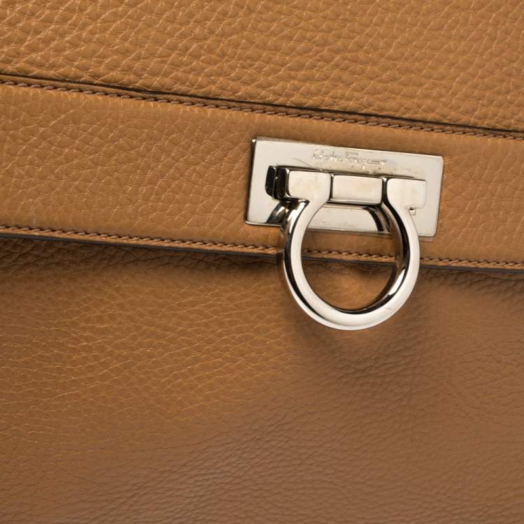 Pre Owned Salvatore Ferragamo Tan Leather Sofia Top Handle Bag