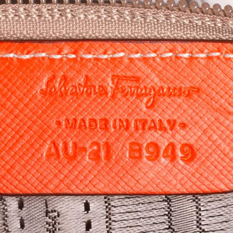 Pre Owned Salvatore Ferragamo Orange Leather Batik Tote 