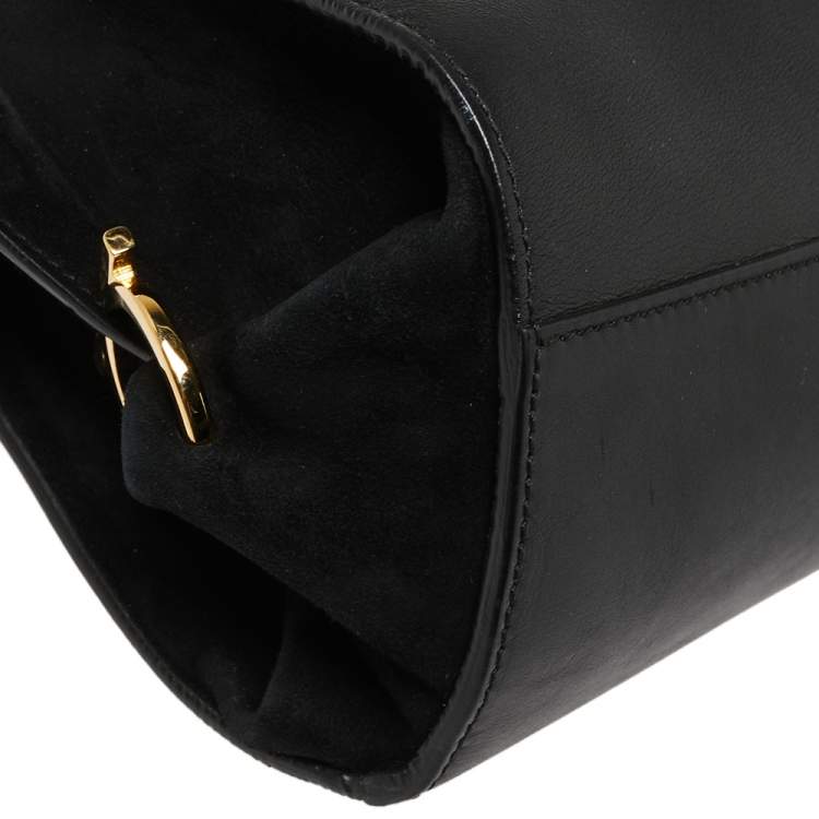مملوكة مسبقًا Salvatore Ferragamo Black Leather and Suede Medium Sofia Top Handle Bag