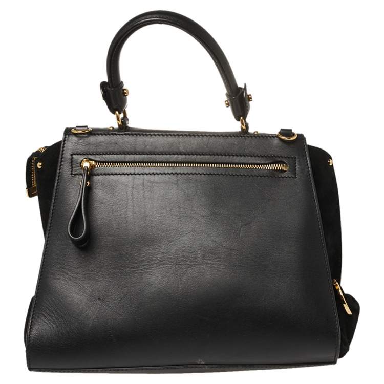 مملوكة مسبقًا Salvatore Ferragamo Black Leather and Suede Medium Sofia Top Handle Bag