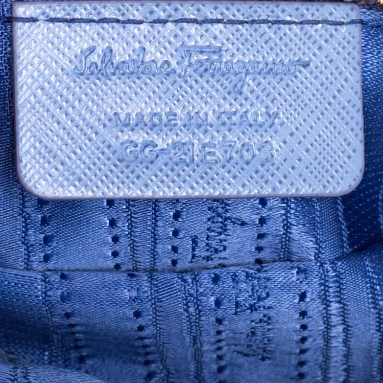 Pre Owned Salvatore Ferragamo Blue Saffiano Leather Darina Satchel
