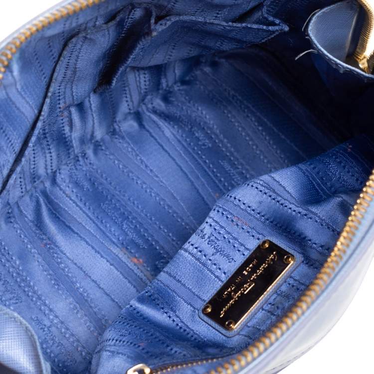 Pre Owned Salvatore Ferragamo Blue Saffiano Leather Darina Satchel