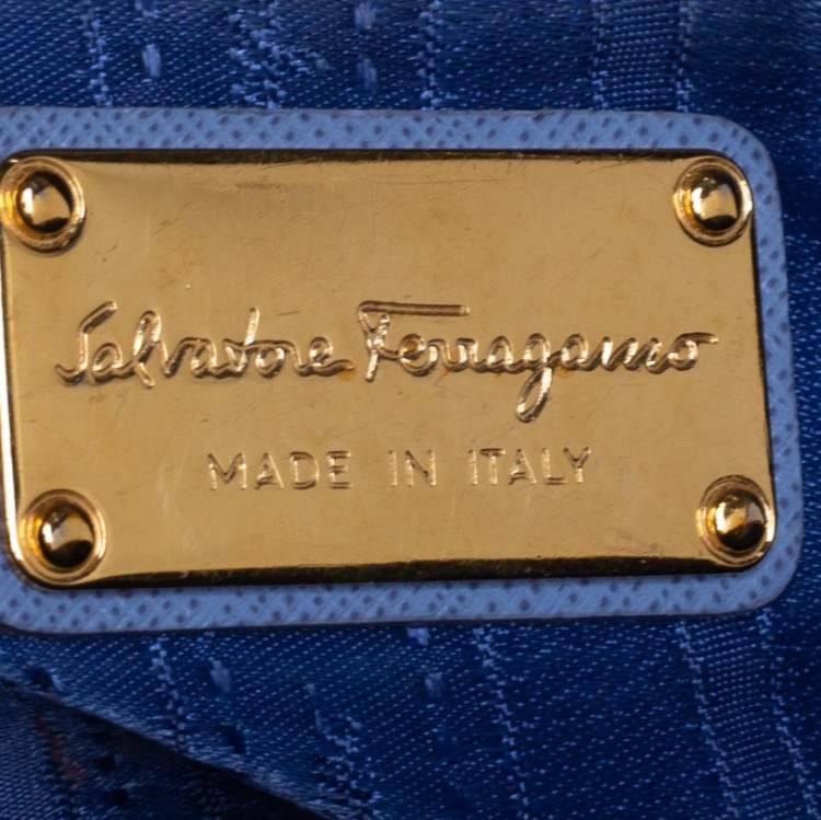 Pre Owned Salvatore Ferragamo Blue Saffiano Leather Darina Satchel