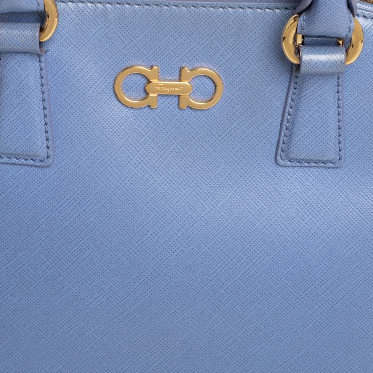 Pre Owned Salvatore Ferragamo Blue Saffiano Leather Darina Satchel