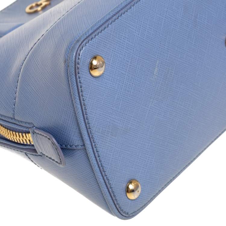 Pre Owned Salvatore Ferragamo Blue Saffiano Leather Darina Satchel