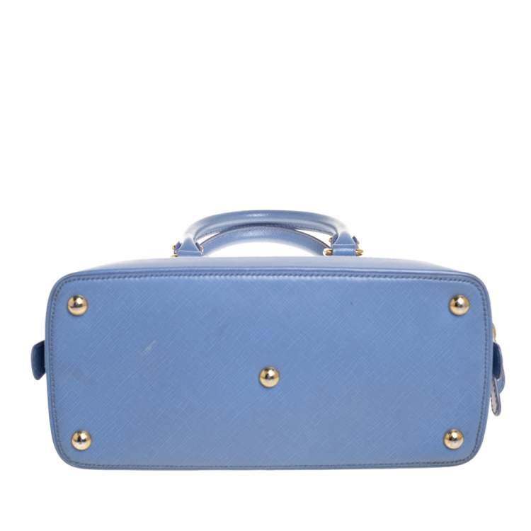Pre Owned Salvatore Ferragamo Blue Saffiano Leather Darina Satchel