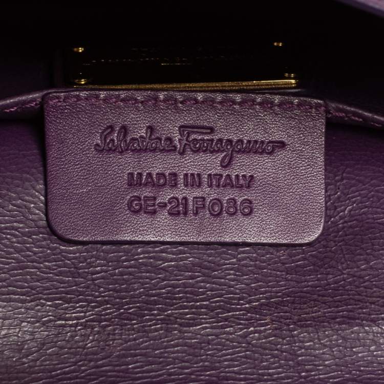 Pre Owned Salvatore Ferragamo Purple Leather Mini Sofia Crossbody Bag