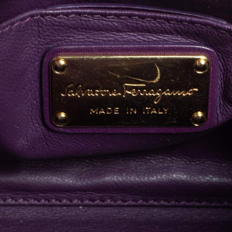 Pre Owned Salvatore Ferragamo Purple Leather Mini Sofia Crossbody Bag