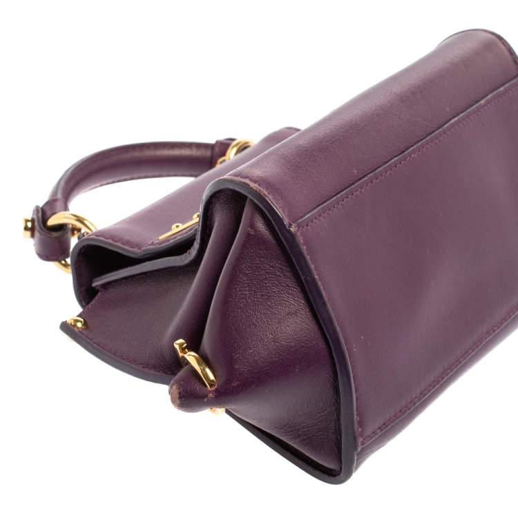 Pre Owned Salvatore Ferragamo Purple Leather Mini Sofia Crossbody Bag