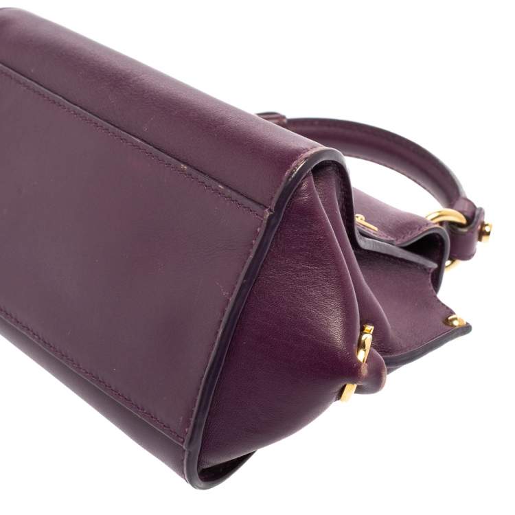 Pre Owned Salvatore Ferragamo Purple Leather Mini Sofia Crossbody Bag