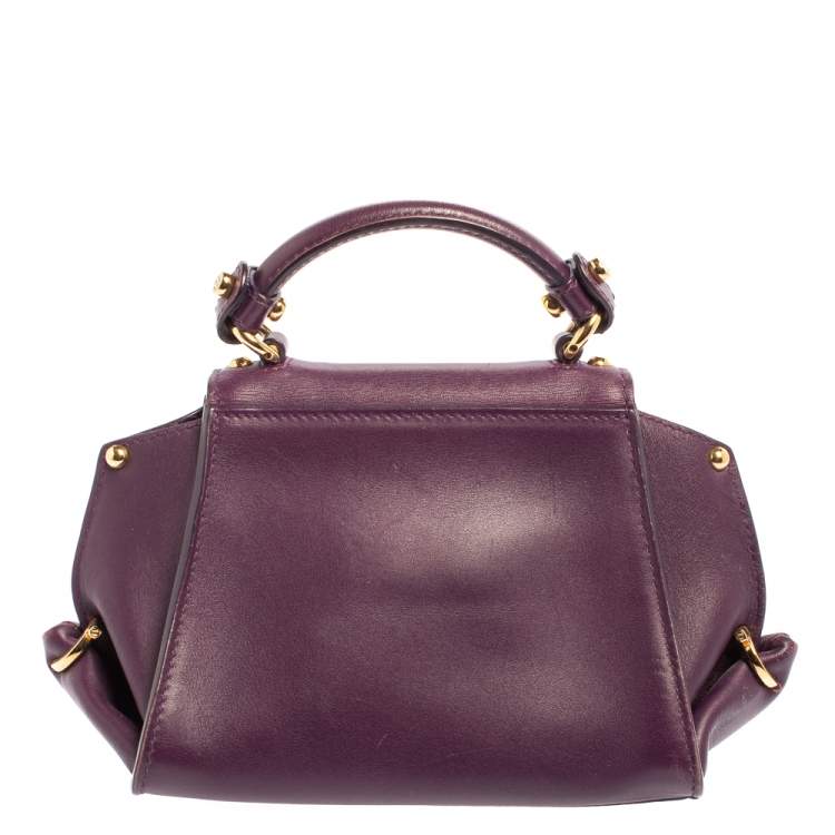 Pre Owned Salvatore Ferragamo Purple Leather Mini Sofia Crossbody Bag