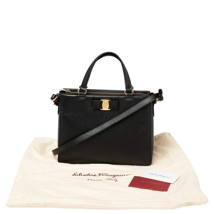 Pre Owned Salvatore Ferragamo Black Leather Tracy Shoulder Bag