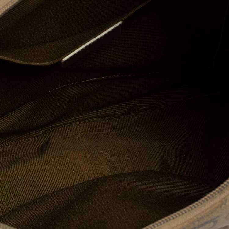 Pre Owned Salvatore Ferragamo Beige Signature Canvas and Leather Hobo