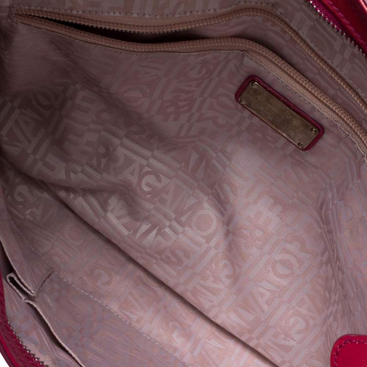 Pre Owned Salvatore Ferragamo Fuchsia Patent Leather Marisa Satchel