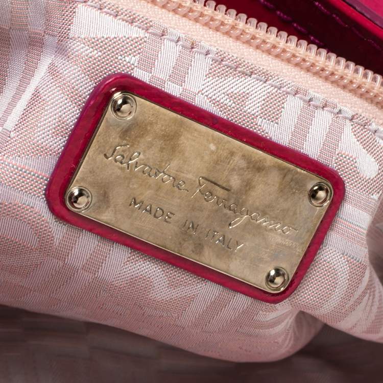 Pre Owned Salvatore Ferragamo Fuchsia Patent Leather Marisa Satchel
