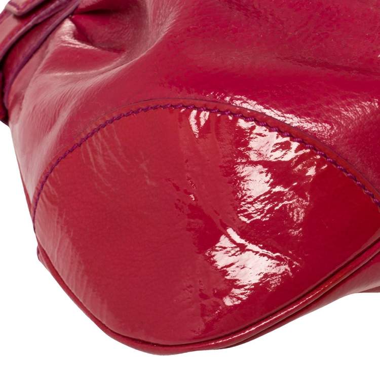 Pre Owned Salvatore Ferragamo Fuchsia Patent Leather Marisa Satchel